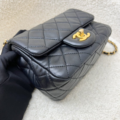 Chanel 22S Pearl Crush Square Mini Flap in Black Lambskin and AGHW (Model: AS1786)