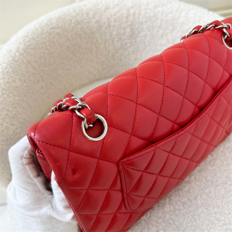 Chanel Medium Classic Flap CF in Red Lambskin and SHW