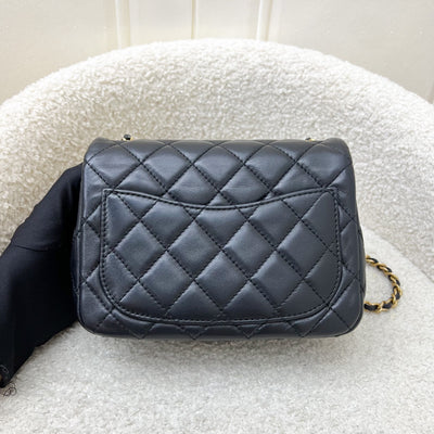 Chanel 22S Pearl Crush Square Mini Flap in Black Lambskin and AGHW (Model: AS1786)