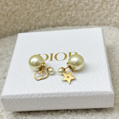 Dior Logo and Star Earrings with Pearls in GHW