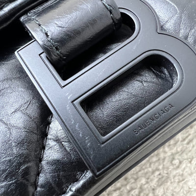 Balenciaga Crush Small Chain Bag in Quilted Black Crushed Calfskin and BHW