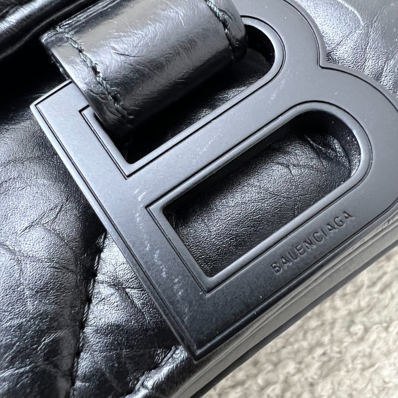 Balenciaga Crush Small Chain Bag in Quilted Black Crushed Calfskin and BHW