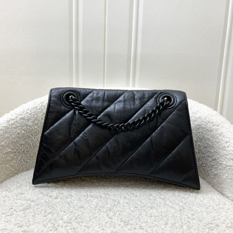 Balenciaga Crush Small Chain Bag in Quilted Black Crushed Calfskin and BHW