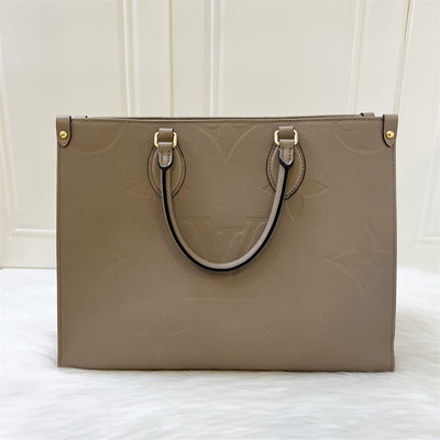 LV Onthego MM in Tourterelle Empreinte Leather and GHW