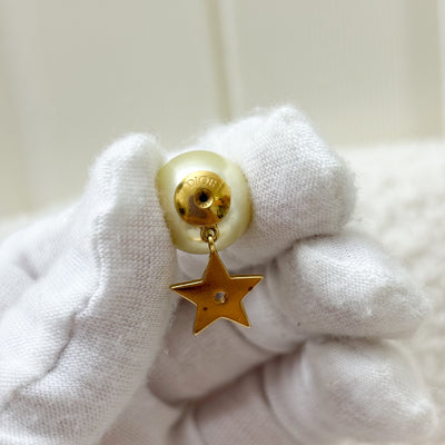 Dior Logo and Star Earrings with Pearls in GHW