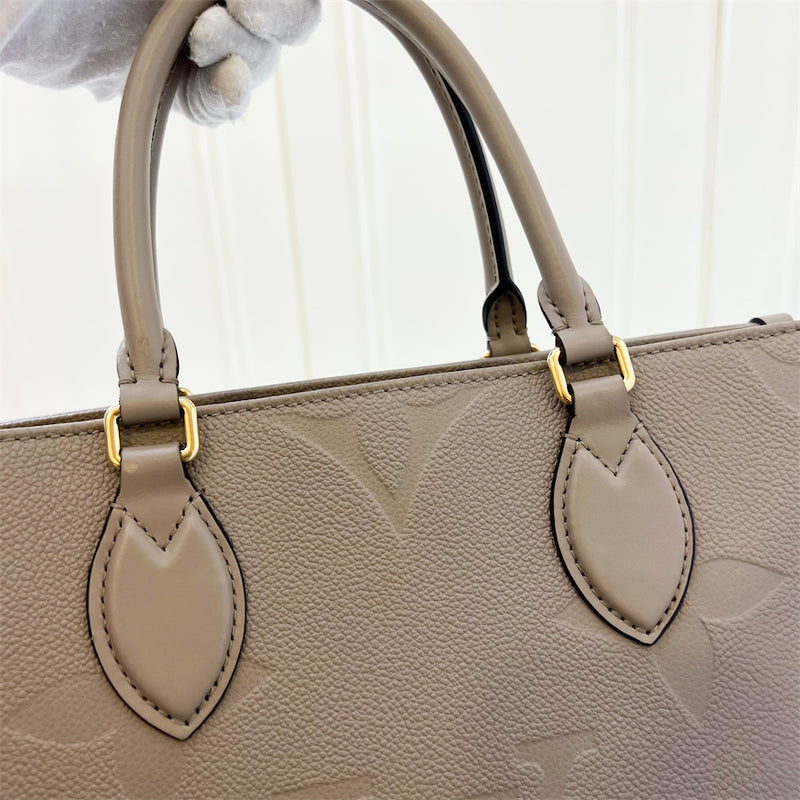 LV Onthego MM in Tourterelle Empreinte Leather and GHW