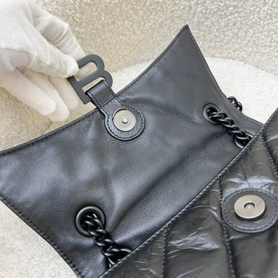 Balenciaga Crush Small Chain Bag in Quilted Black Crushed Calfskin and BHW