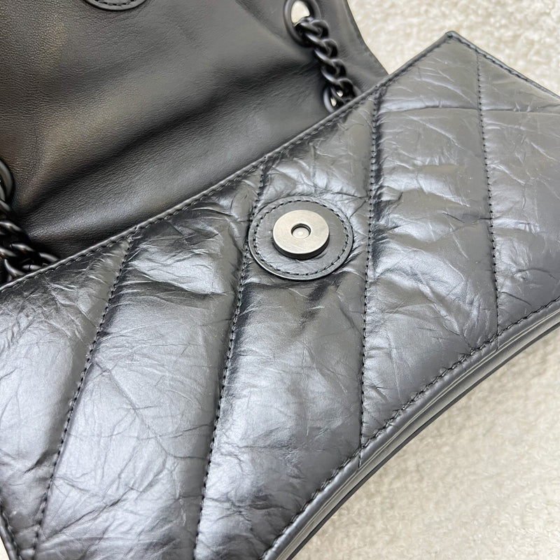 Balenciaga Crush Small Chain Bag in Quilted Black Crushed Calfskin and BHW