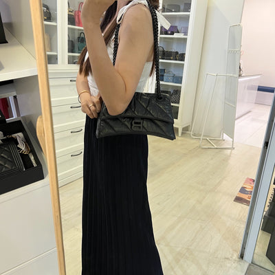 Balenciaga Crush Small Chain Bag in Quilted Black Crushed Calfskin and BHW