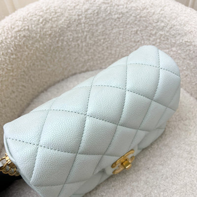 Chanel 21K Perfect Mini Flap Bag with Adjustable Chain in Iridescent Mint Caviar and AGHW (Model: AS2855)