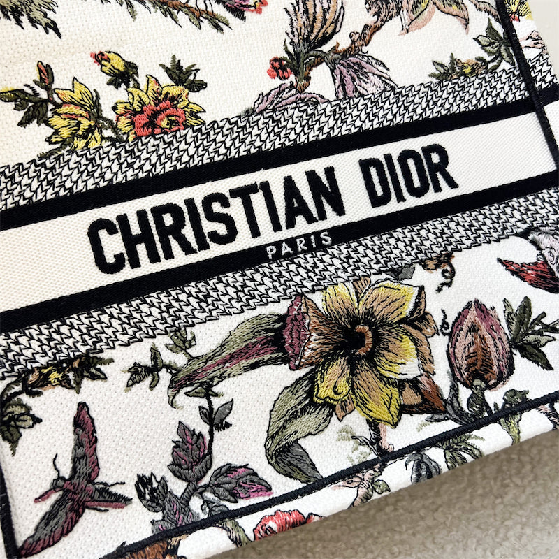 Dior Small Book Tote in White Dior Jardin Botanique Embroidery