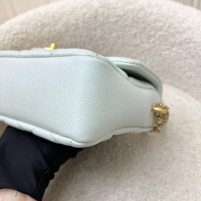 Chanel 21K Perfect Mini Flap Bag with Adjustable Chain in Iridescent Mint Caviar and AGHW (Model: AS2855)