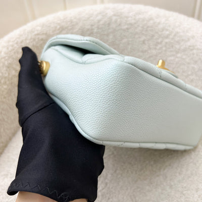 Chanel 21K Perfect Mini Flap Bag with Adjustable Chain in Iridescent Mint Caviar and AGHW (Model: AS2855)