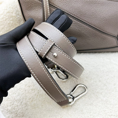 Loewe Small Puzzle Bag In Dark Grey Grained Calfskin and SHW
