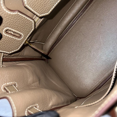 Hermes Birkin 30 in Etoupe Clemence Leather and GHW