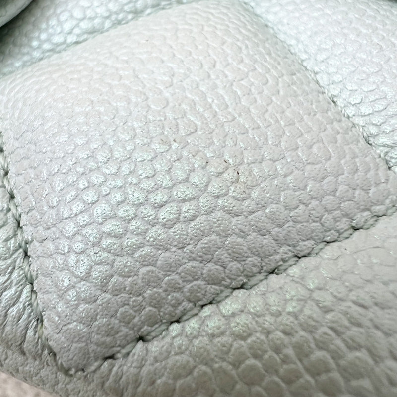 Chanel 21K Perfect Mini Flap Bag with Adjustable Chain in Iridescent Mint Caviar and AGHW (Model: AS2855)