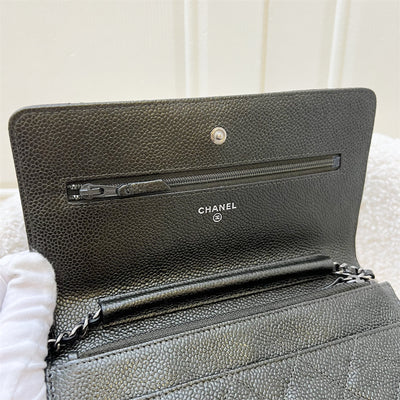 Chanel Classic Wallet on Chain WOC in Charcoal Grey Caviar and RHW