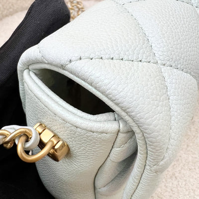 Chanel 21K Perfect Mini Flap Bag with Adjustable Chain in Iridescent Mint Caviar and AGHW (Model: AS2855)