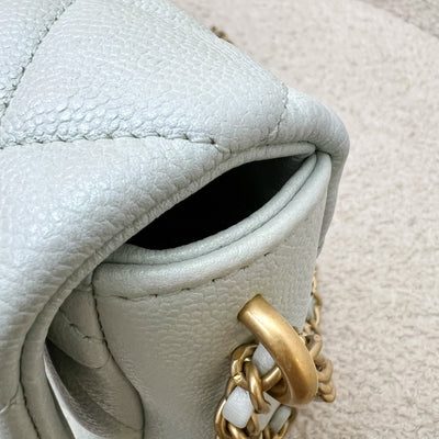 Chanel 21K Perfect Mini Flap Bag with Adjustable Chain in Iridescent Mint Caviar and AGHW (Model: AS2855)
