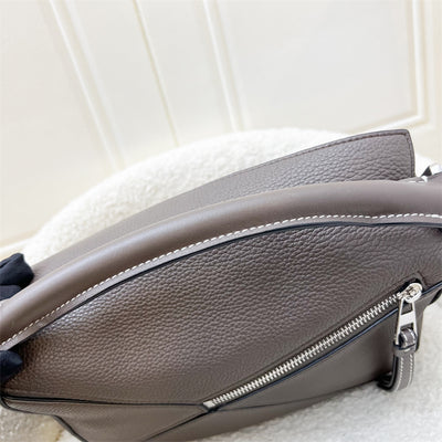 Loewe Small Puzzle Bag In Dark Grey Grained Calfskin and SHW