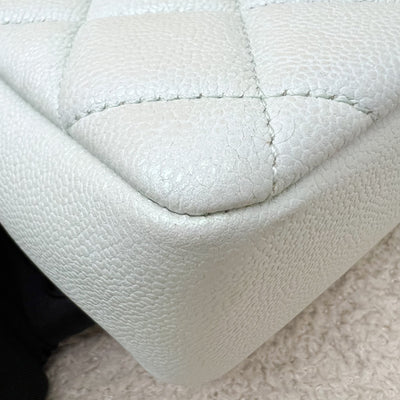 Chanel 21K Perfect Mini Flap Bag with Adjustable Chain in Iridescent Mint Caviar and AGHW (Model: AS2855)