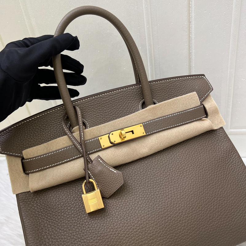 Hermes Birkin 30 in Etoupe Clemence Leather and GHW