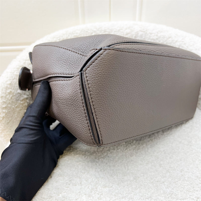 Loewe Small Puzzle Bag In Dark Grey Grained Calfskin and SHW