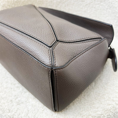 Loewe Small Puzzle Bag In Dark Grey Grained Calfskin and SHW