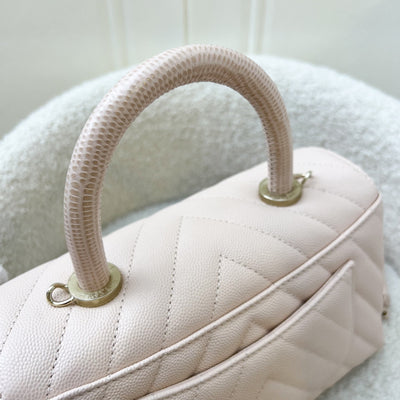 Chanel Small Coco Handle in 20A Chevron Quilted Beige Pink Caviar and LGHW