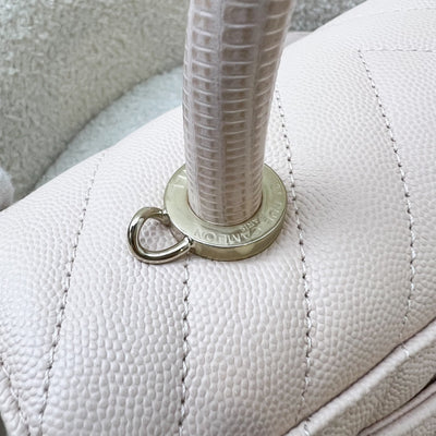 Chanel Small Coco Handle in 20A Chevron Quilted Beige Pink Caviar and LGHW