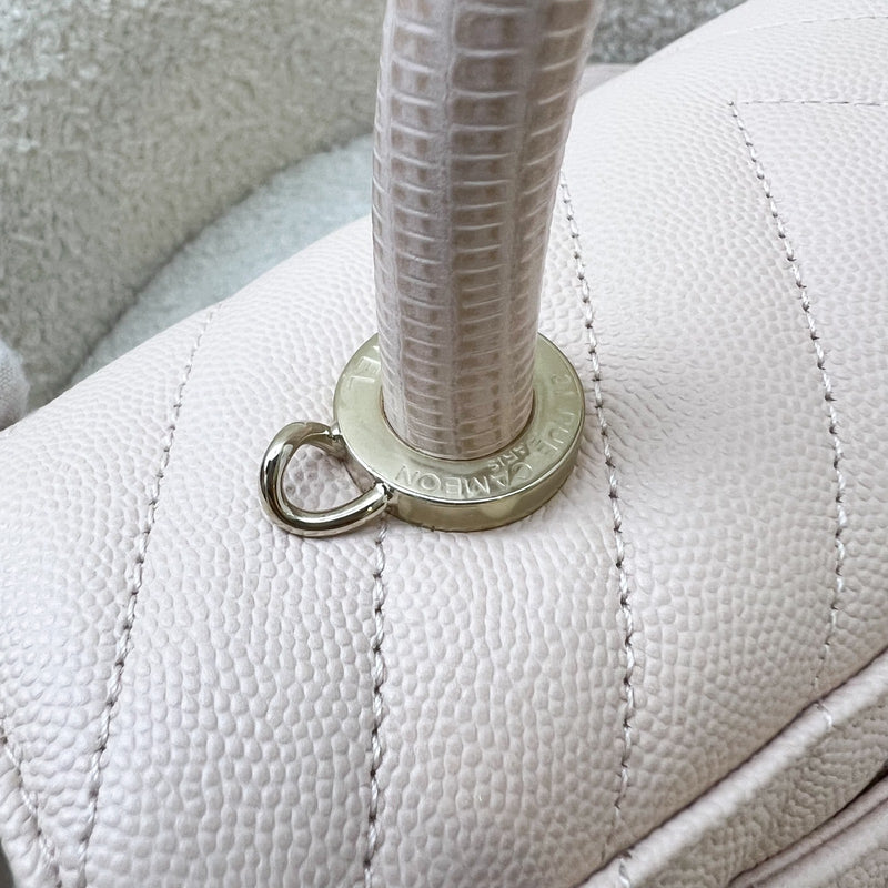 Chanel Small Coco Handle in 20A Chevron Quilted Beige Pink Caviar and LGHW