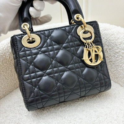 Dior Mini Lady Dior in Black Lambskin and LGHW