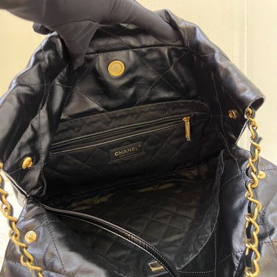 [Local Set - May 2024] Chanel 22 Small Hobo Bag in Black Shiny Calfskin and AGHW