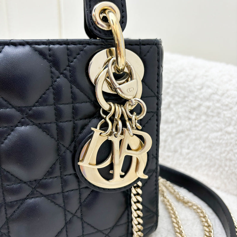 Dior Mini Lady Dior in Black Lambskin and LGHW