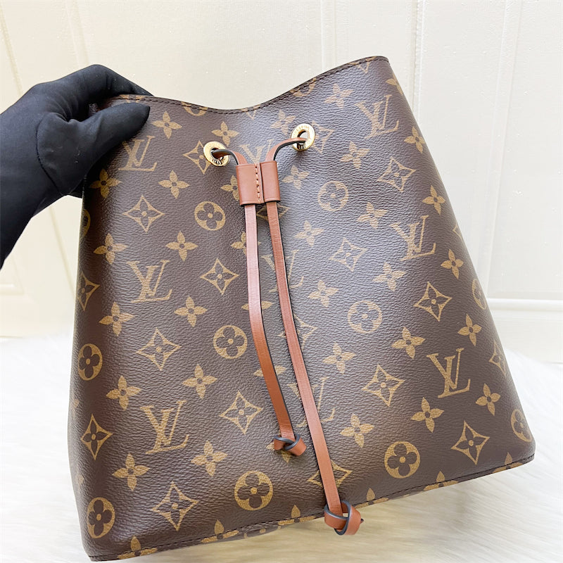 LV NéoNoé MM Bucket Bag in Monogram Canvas, Caramel Brown Trim and GHW (Model: M24897)