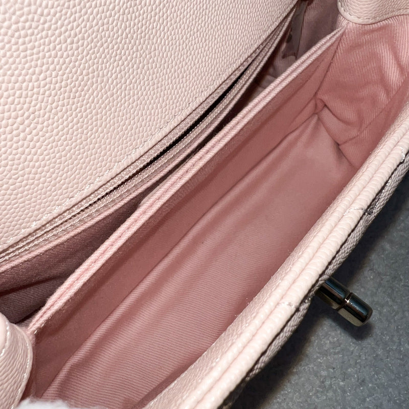 Chanel Small Coco Handle in 20A Chevron Quilted Beige Pink Caviar and LGHW