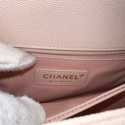 Chanel Small Coco Handle in 20A Chevron Quilted Beige Pink Caviar and LGHW