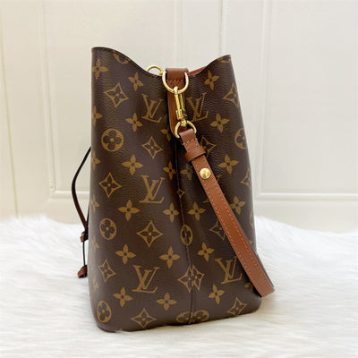 LV NéoNoé MM Bucket Bag in Monogram Canvas, Caramel Brown Trim and GHW (Model: M24897)