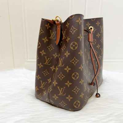 LV NéoNoé MM Bucket Bag in Monogram Canvas, Caramel Brown Trim and GHW (Model: M24897)
