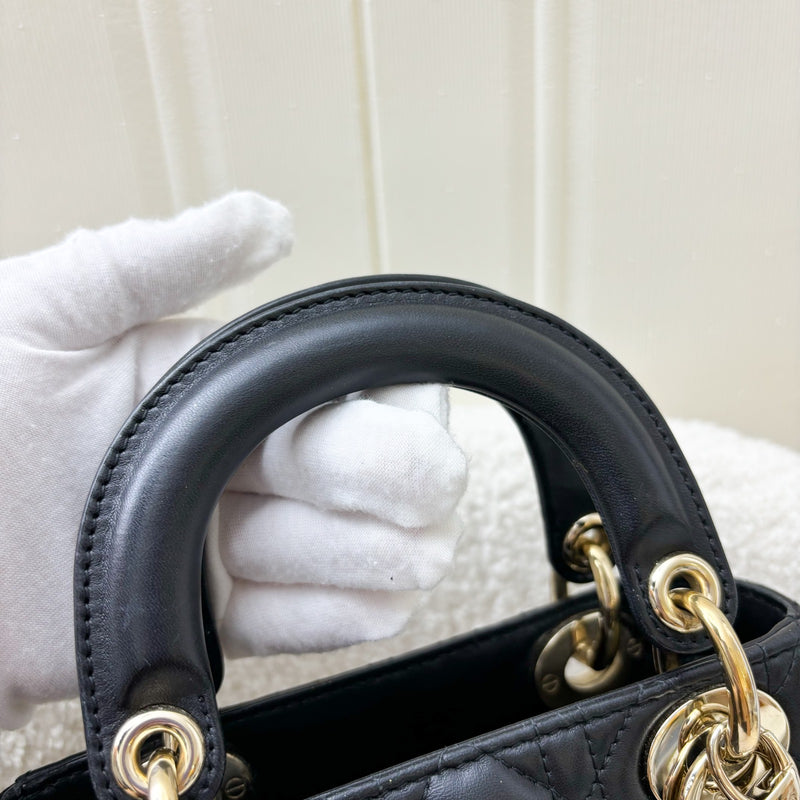 Dior Mini Lady Dior in Black Lambskin and LGHW