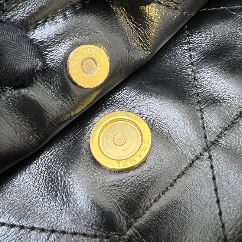 [Local Set - May 2024] Chanel 22 Small Hobo Bag in Black Shiny Calfskin and AGHW