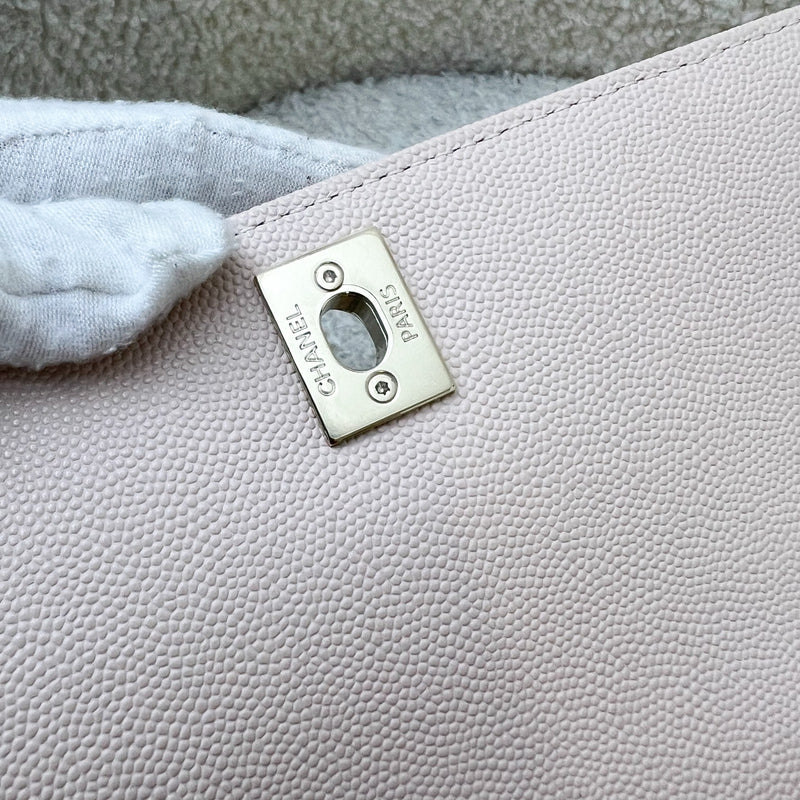 Chanel Small Coco Handle in 20A Chevron Quilted Beige Pink Caviar and LGHW
