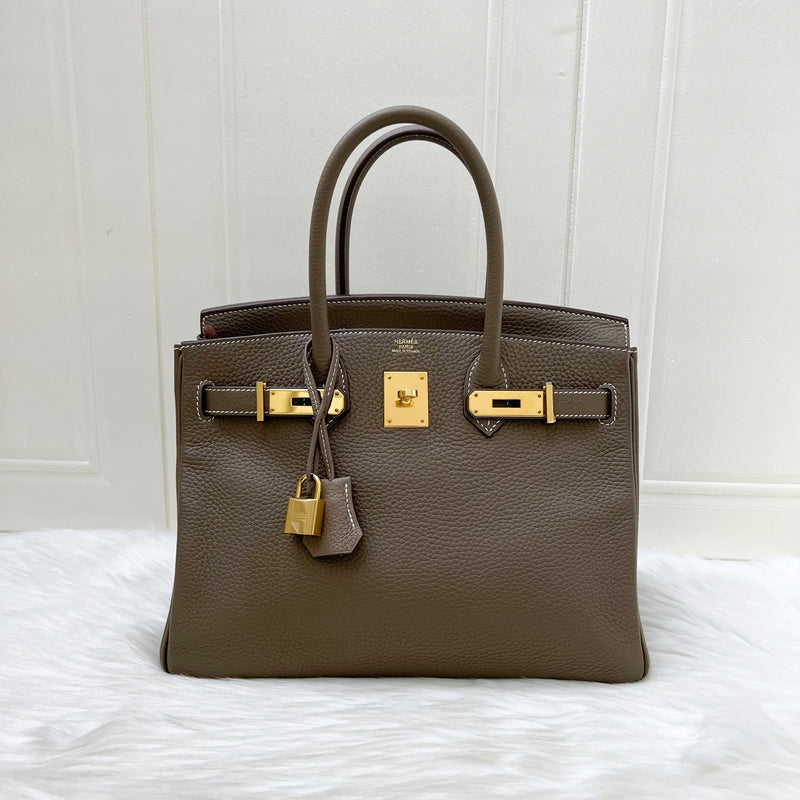 Hermes Birkin 30 in Etoupe Clemence Leather and GHW