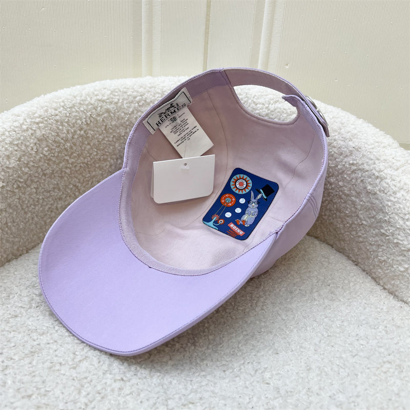 Hermes Miles H Circle Cap in Lilas Cotton Size 58