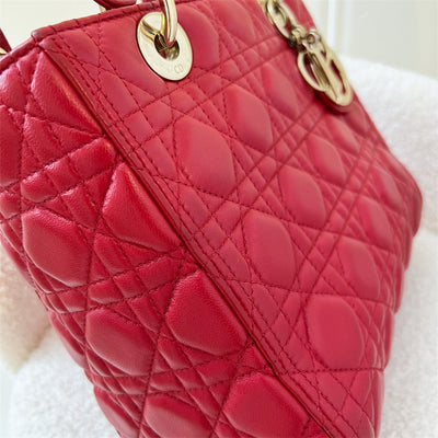 Dior Medium Lady Dior in Red Lambskin and GHW