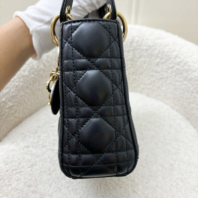 Dior Mini Lady Dior in Black Lambskin and LGHW