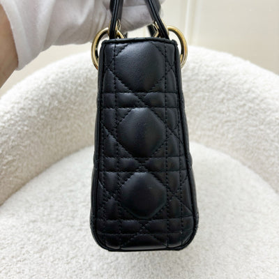 Dior Mini Lady Dior in Black Lambskin and LGHW