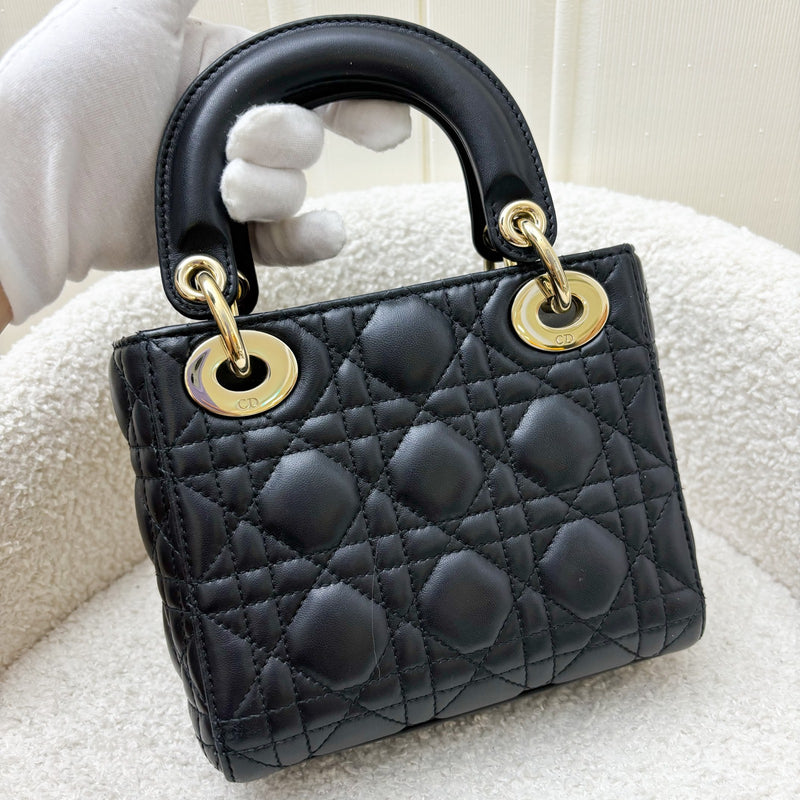 Dior Mini Lady Dior in Black Lambskin and LGHW