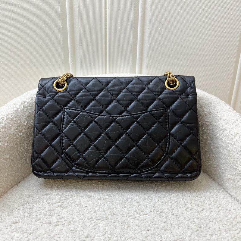 Chanel 2.55 Reissue Small 225 Flap in Black Distressed Calfskin and GHW