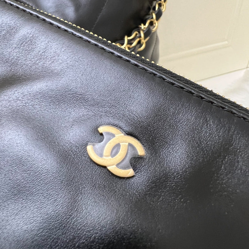 [Local Set - May 2024] Chanel 22 Small Hobo Bag in Black Shiny Calfskin and AGHW